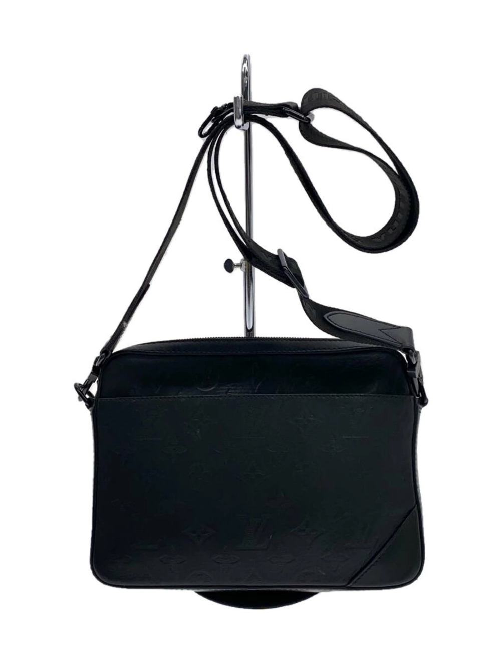LOUIS VUITTON Duo Messenger Monogram Shadow Black Black Leather Black